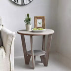 Table d'appoint et étagère de rangement rustiques en bois de ferme, gris vintage