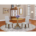 3-Pc Natural Oil Finish Solid Wood Top - Round Dining Room - Seats 4