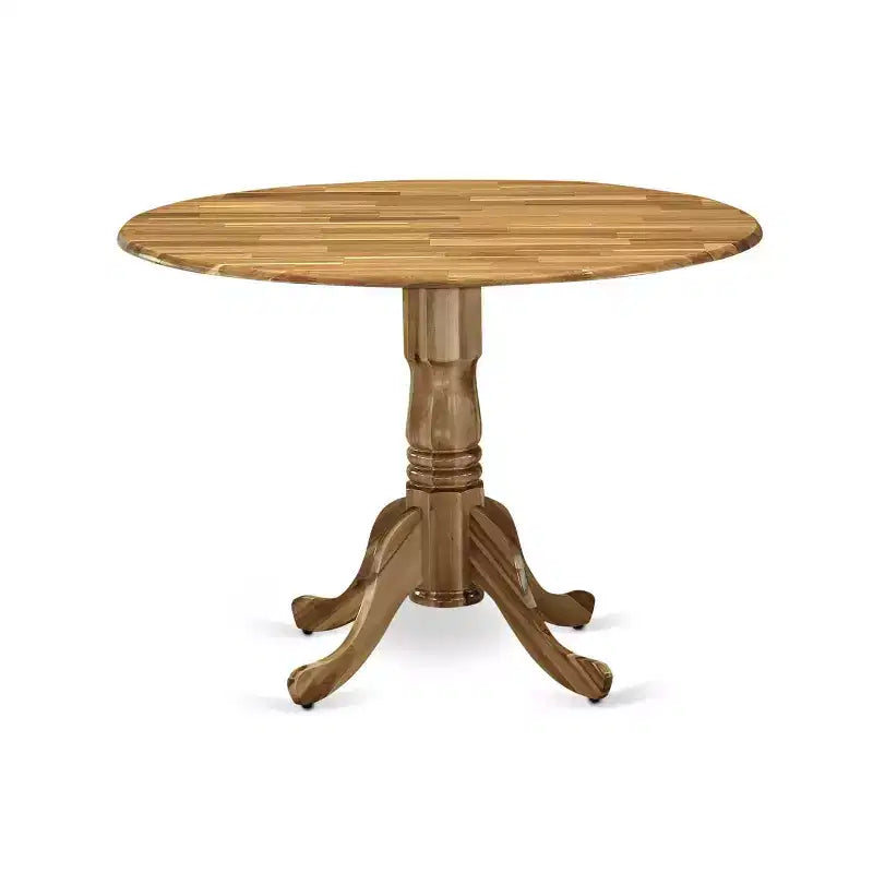 3-Pc Natural Oil Finish Solid Wood Top - Round Dining Room - Seats 4