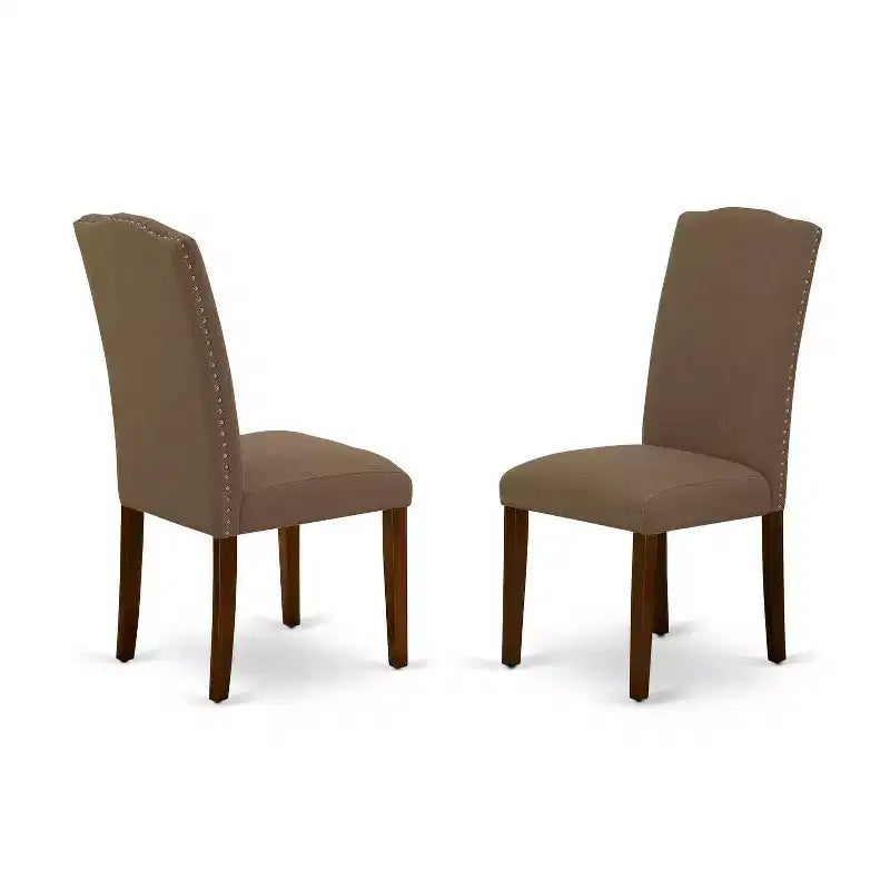 3-Piece Mahogany Finish Solid Wood Top - Button Tufted Upholstered Dining Room - Seats 4