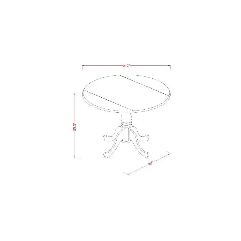 Round Kitchen Table - 3 Piece Dining Furniture with Dropleaf Table & 2 Chairs - 42 Inch White