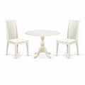 3-Piece Linen White Finish Solid Wood Top - Dining Room Set - Seats 4