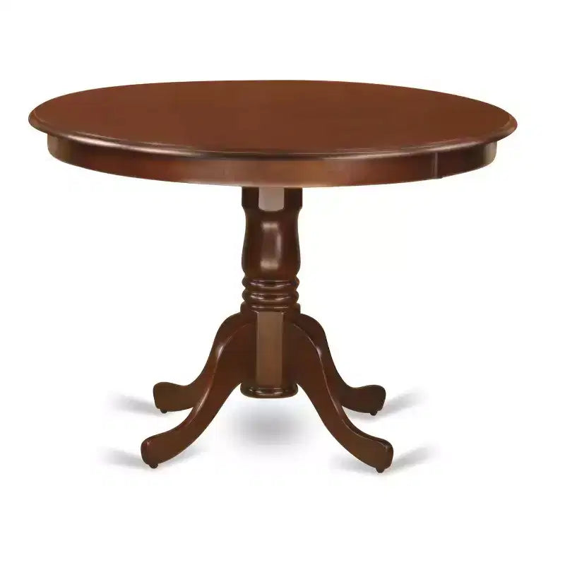 5-Pc Round Mahogany Finish Solid Wood Top Dining table with 4 Chairs