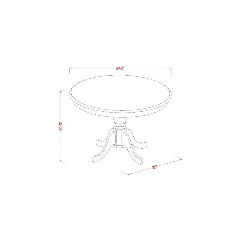 5-Pc Round Mahogany Finish Solid Wood Top Dining table with 4 Chairs
