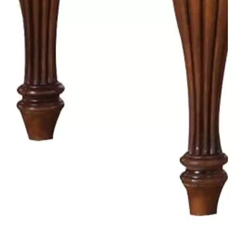 Square Top End Table With Scrolled Leg And Bottom Shelf, Cherry Brown