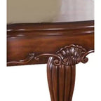 Table d'appoint carrée avec pieds courbés et étagère inférieure, brun cerise