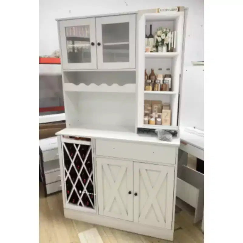 MDF Wine Cabinet, Acrylic Double Doors Upper Tier Display for Dining Room Bar