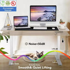 Bureau d'ordinateur debout réglable en hauteur 63 24 avec prise électrique, roulettes, structure à double poutre, tapis de souris, plateau de table assemblé, multifonctionnel