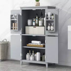 Meuble de rangement de salle de bain peu encombrant avec étagères réglables et portes