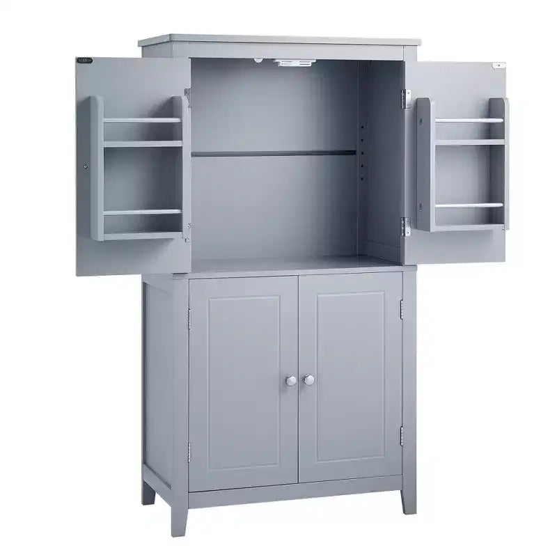 Space-Saving Bathroom Floor Storage Cabinet with Adjustable Shelves and Doors
