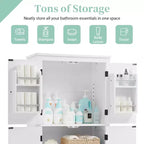 Meuble de rangement de salle de bain peu encombrant avec étagères réglables et portes