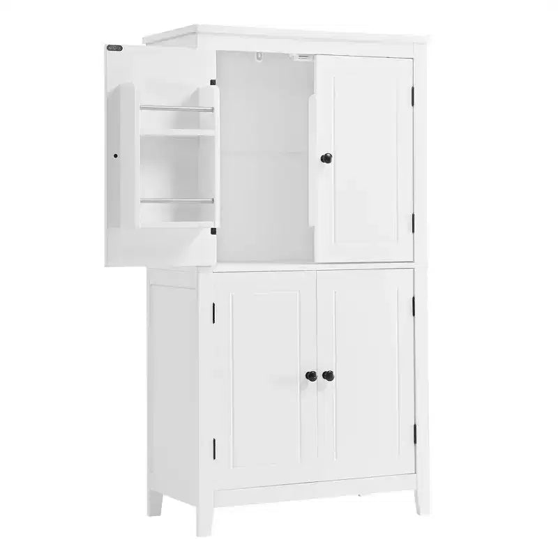 Space-Saving Bathroom Floor Storage Cabinet with Adjustable Shelves and Doors