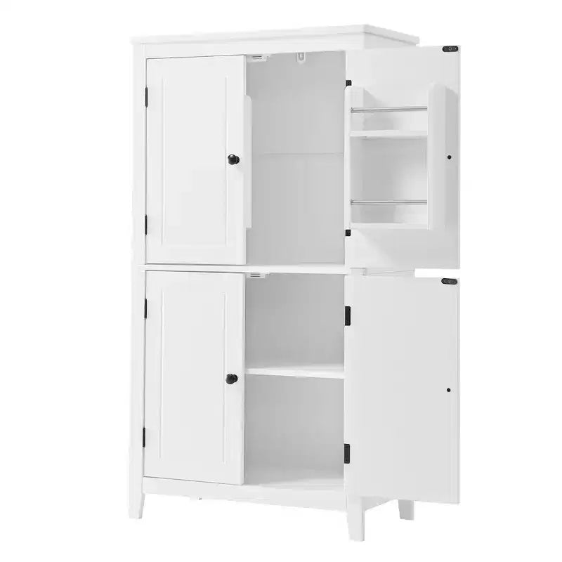 Space-Saving Bathroom Floor Storage Cabinet with Adjustable Shelves and Doors