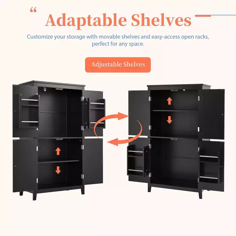 Space-Saving Bathroom Floor Storage Cabinet with Adjustable Shelves and Doors