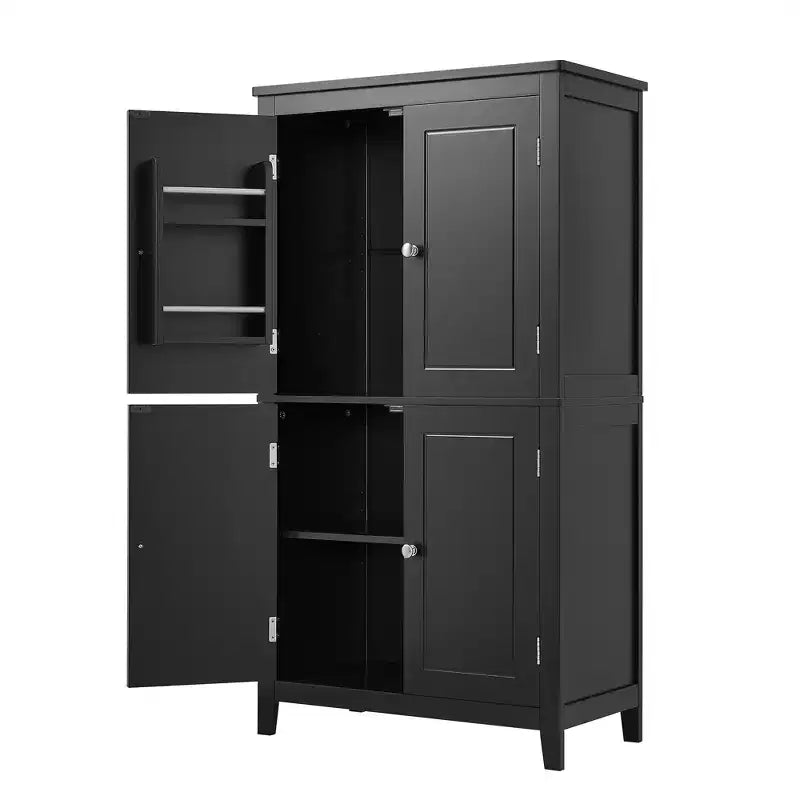 Space-Saving Bathroom Floor Storage Cabinet with Adjustable Shelves and Doors
