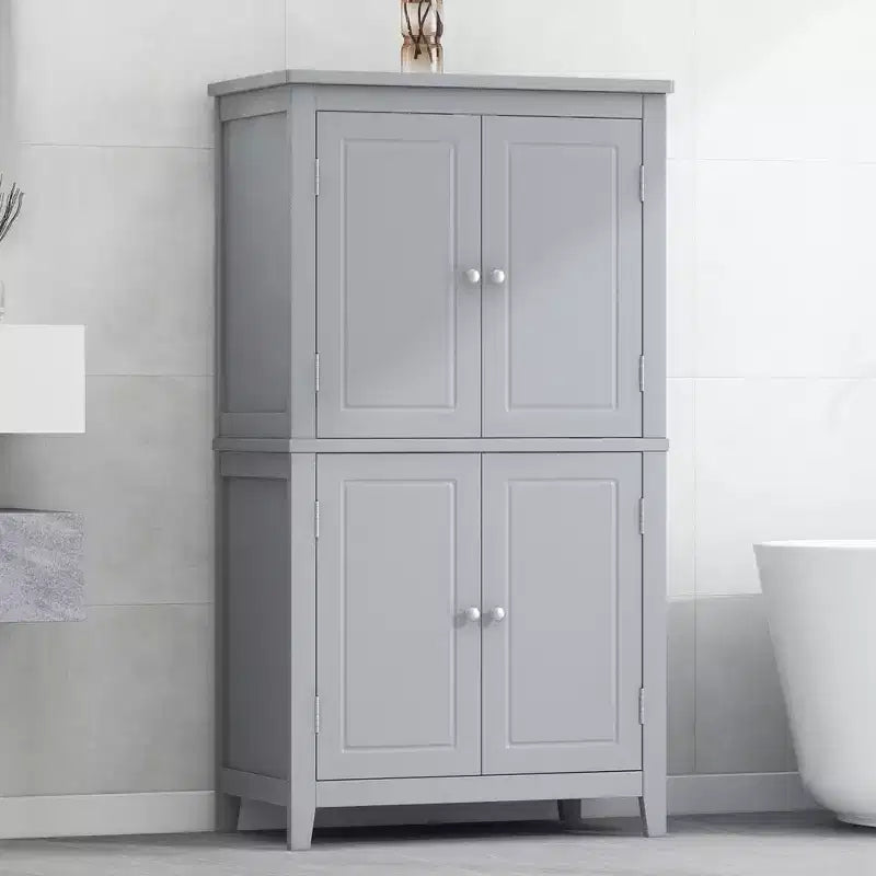 Space-Saving Bathroom Floor Storage Cabinet with Adjustable Shelves and Doors