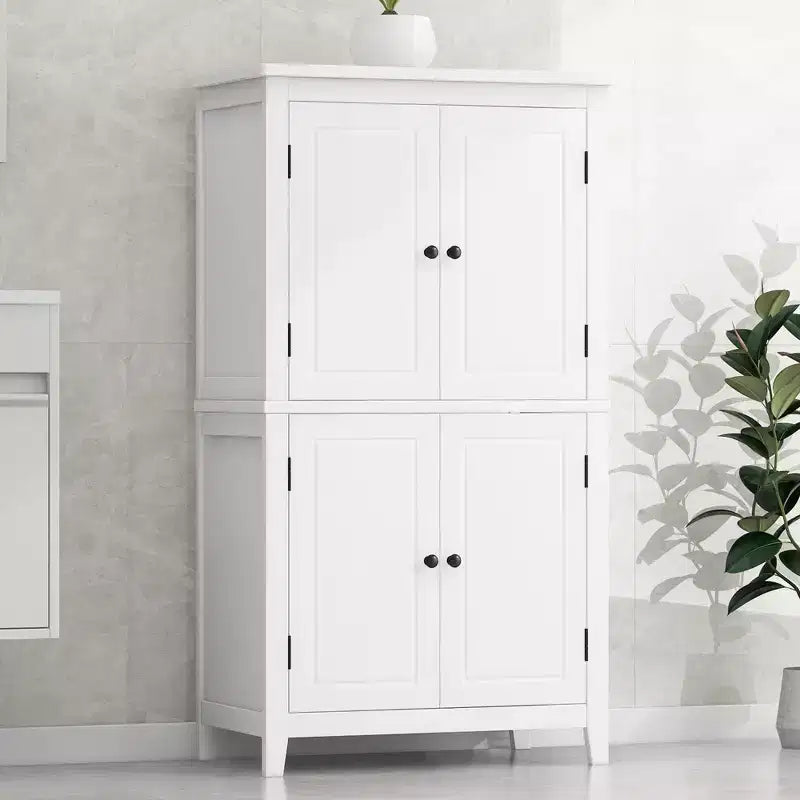 Space-Saving Bathroom Floor Storage Cabinet with Adjustable Shelves and Doors