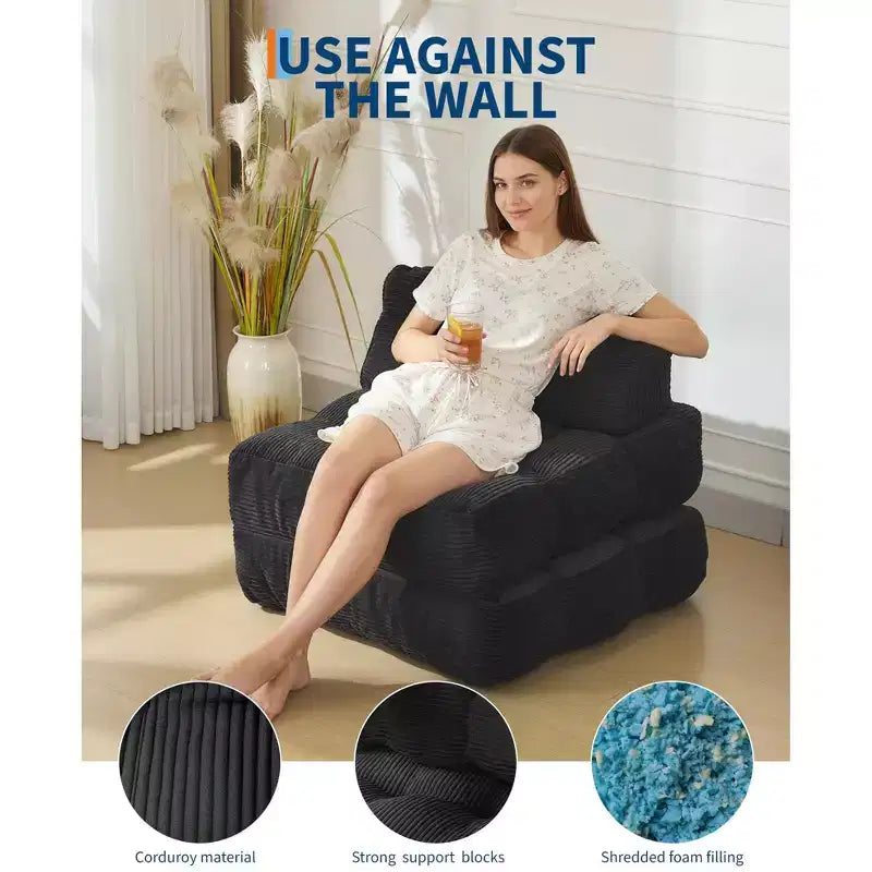 Folding Sofa Bed, Single Convertible Sleeper Chair with Pillow, Mattress & Back Support, Machine Washable Cover, for Living Room, Dorm, Apartment