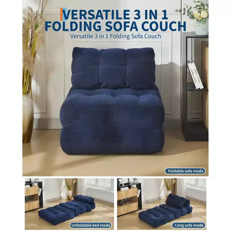 Folding Sofa Bed, Single Convertible Sleeper Chair with Pillow, Mattress & Back Support, Machine Washable Cover, for Living Room, Dorm, Apartment