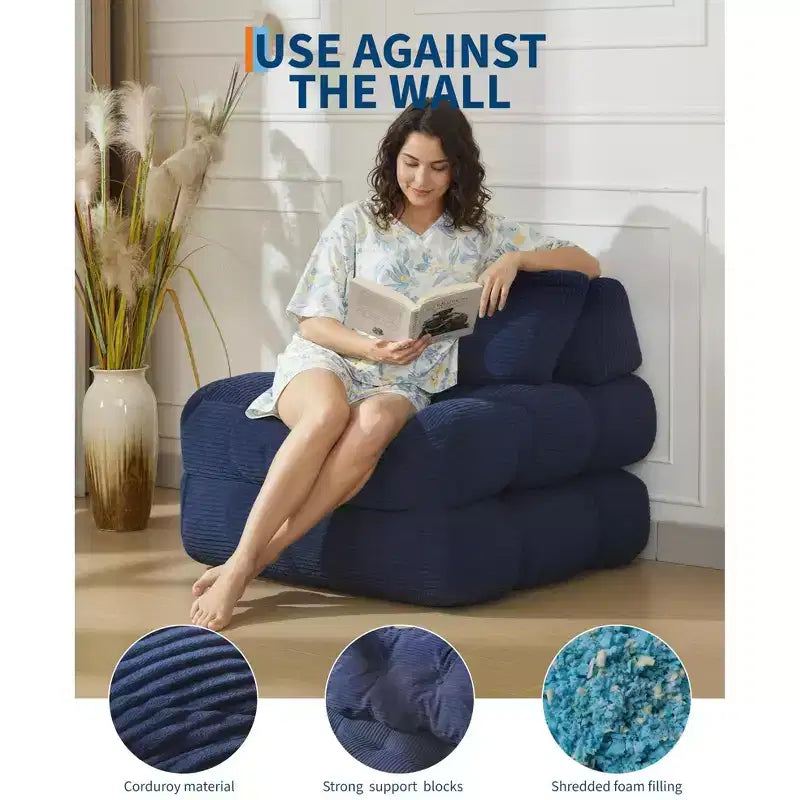 Folding Sofa Bed, Single Convertible Sleeper Chair with Pillow, Mattress & Back Support, Machine Washable Cover, for Living Room, Dorm, Apartment