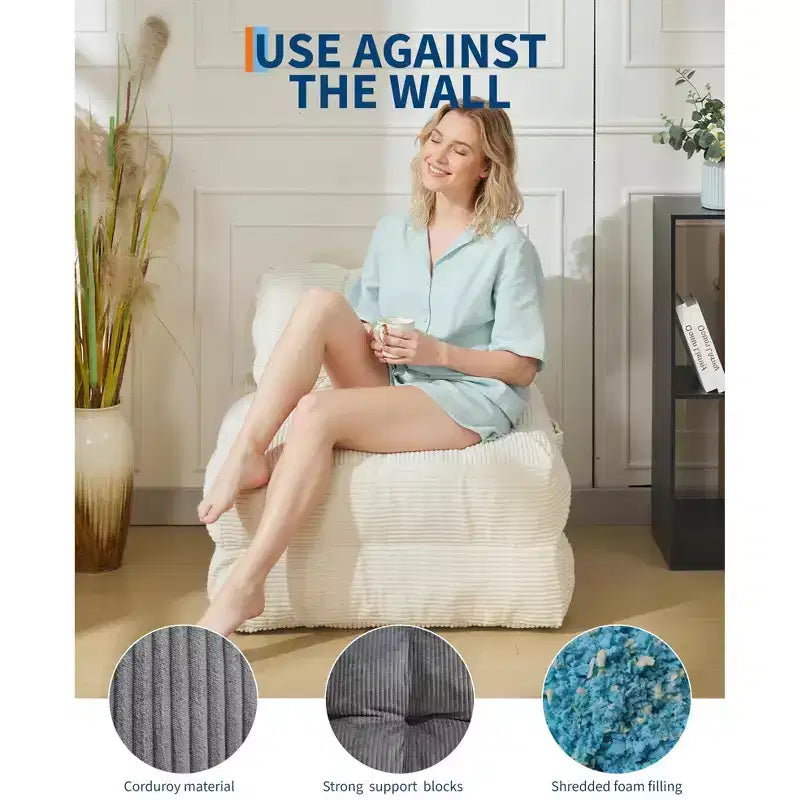 Folding Sofa Bed, Single Convertible Sleeper Chair with Pillow, Mattress & Back Support, Machine Washable Cover, for Living Room, Dorm, Apartment