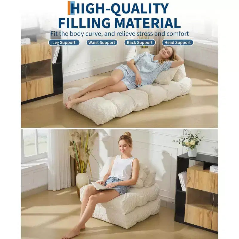 Folding Sofa Bed, Single Convertible Sleeper Chair with Pillow, Mattress & Back Support, Machine Washable Cover, for Living Room, Dorm, Apartment