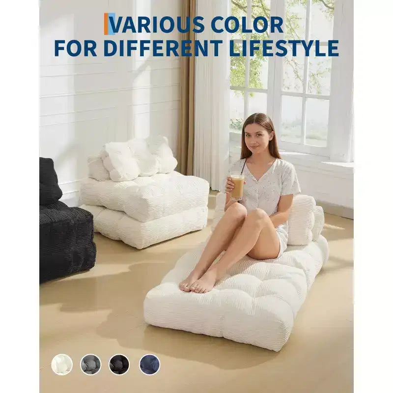 Folding Sofa Bed, Single Convertible Sleeper Chair with Pillow, Mattress & Back Support, Machine Washable Cover, for Living Room, Dorm, Apartment