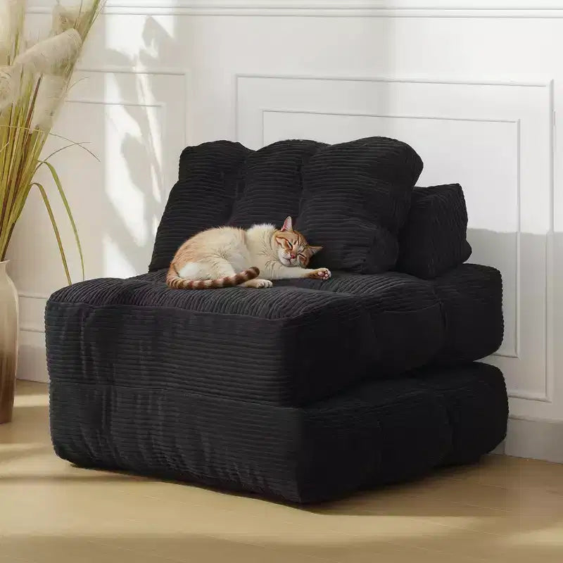 Folding Sofa Bed, Single Convertible Sleeper Chair with Pillow, Mattress & Back Support, Machine Washable Cover, for Living Room, Dorm, Apartment