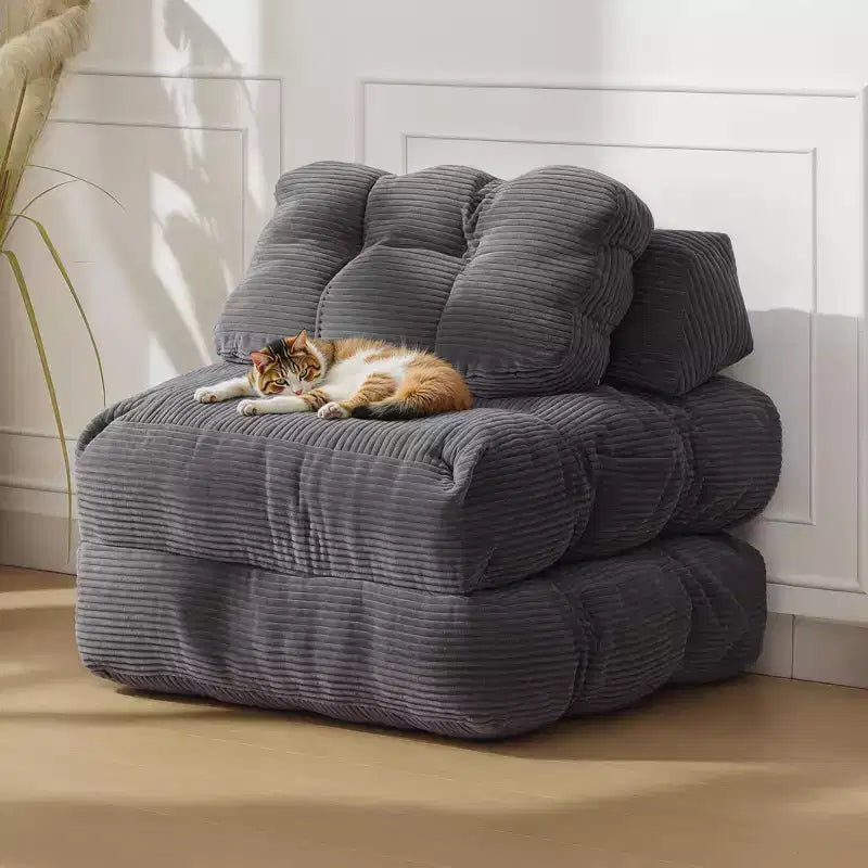 Folding Sofa Bed, Single Convertible Sleeper Chair with Pillow, Mattress & Back Support, Machine Washable Cover, for Living Room, Dorm, Apartment