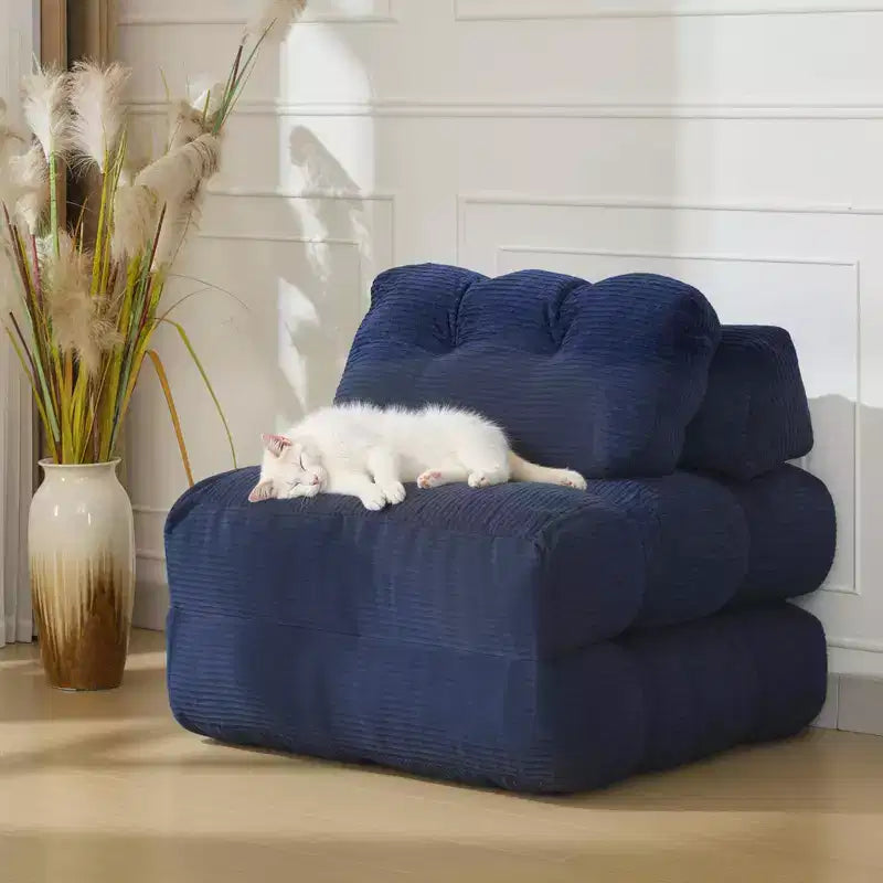 Folding Sofa Bed, Single Convertible Sleeper Chair with Pillow, Mattress & Back Support, Machine Washable Cover, for Living Room, Dorm, Apartment