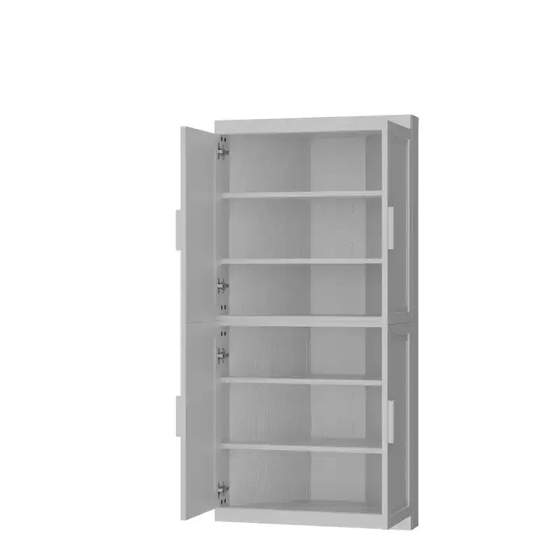 Armoire d'angle moderne en bois massif à 4 portes Rangement efficace pour coin de maison, salon, blanc
