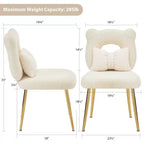 Chaise de coiffeuse, revêtement en fausse fourrure de mouton, coussin de dossier et pieds en métal doré, pour salon/dressing/bureau à domicile