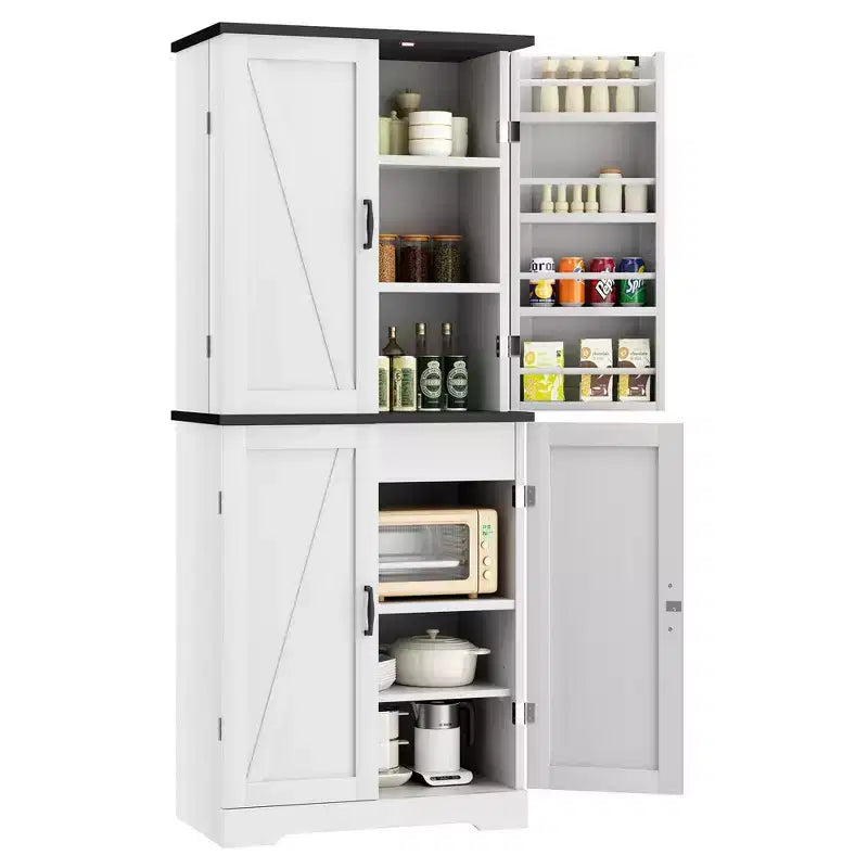 66.7 Kitchen Pantry Cabinet, with Door Shelves, Hidden Drawer and Adjustable Shelf. Freestanding Pantry for Kitchen, Dining Room