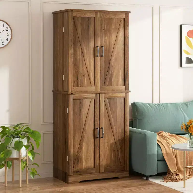 66.7 Kitchen Pantry Cabinet, with Door Shelves, Hidden Drawer and Adjustable Shelf. Freestanding Pantry for Kitchen, Dining Room