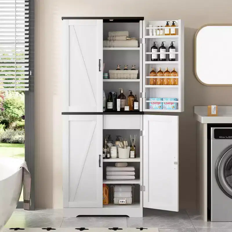 66.7 Kitchen Pantry Cabinet, with Door Shelves, Hidden Drawer and Adjustable Shelf. Freestanding Pantry for Kitchen, Dining Room