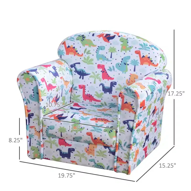 Kid's Sofa Armchair with Dinosaur Design and Thick Padding