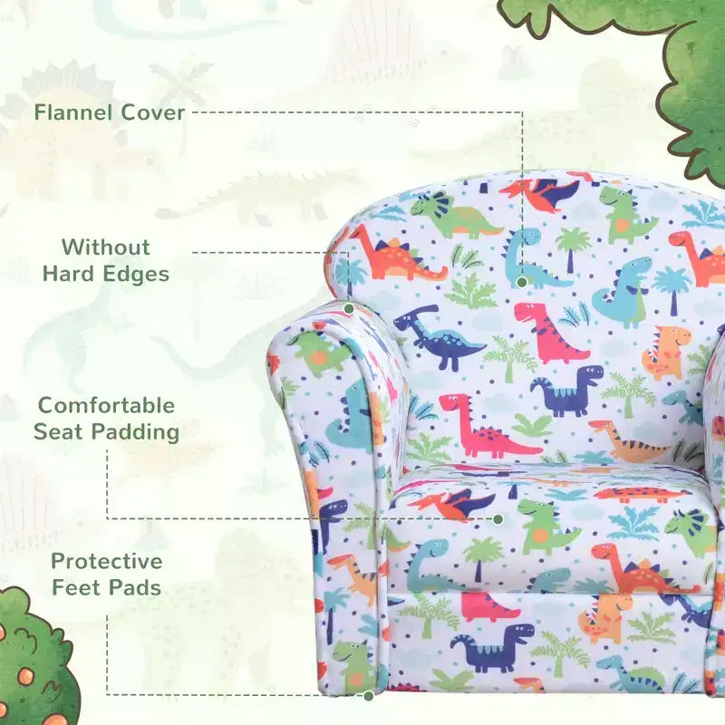 Kid's Sofa Armchair with Dinosaur Design and Thick Padding
