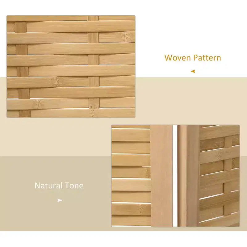 Hand Woven Room Divider, 4 Panel Folding Privacy Screen, Indoor Reed Partition Wall, 63x67x0.75