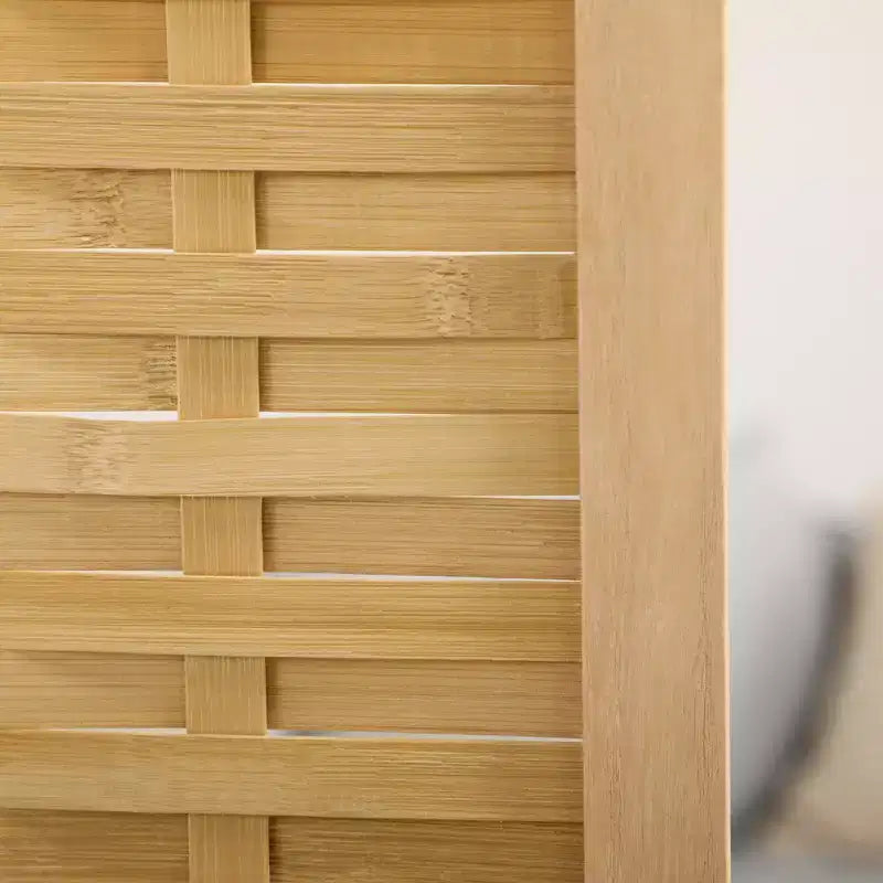 Hand Woven Room Divider, 4 Panel Folding Privacy Screen, Indoor Reed Partition Wall, 63x67x0.75