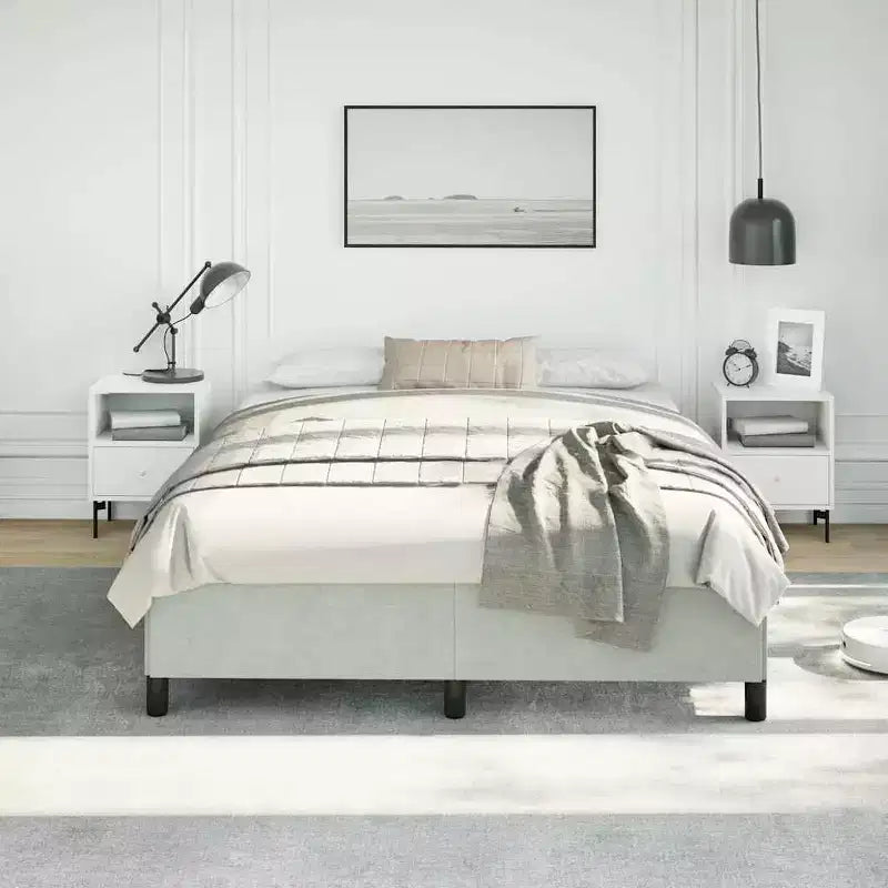 Bed Frame Light Grey Velvet (100% polyester), plywood Full