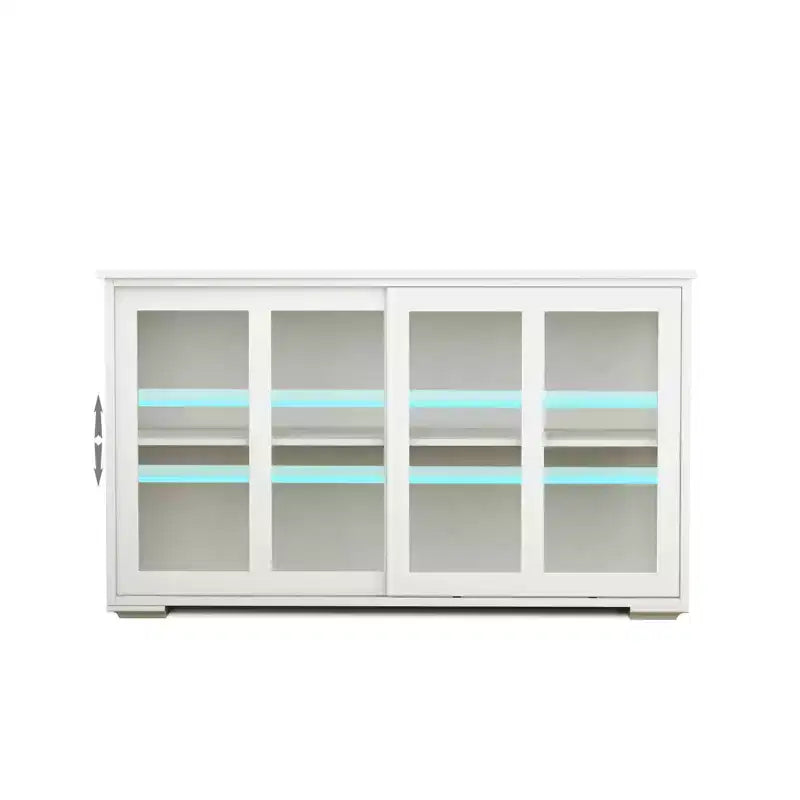 White Kitchen Storage Cupboard, Glass Door Design for Display & Storage