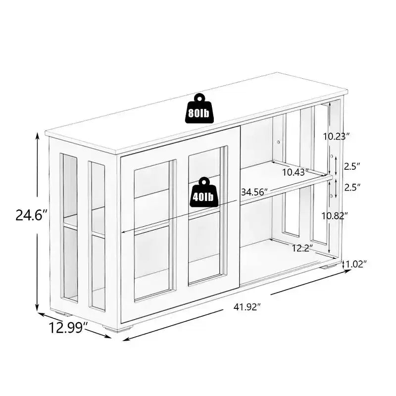 White Kitchen Storage Cupboard, Glass Door Design for Display & Storage