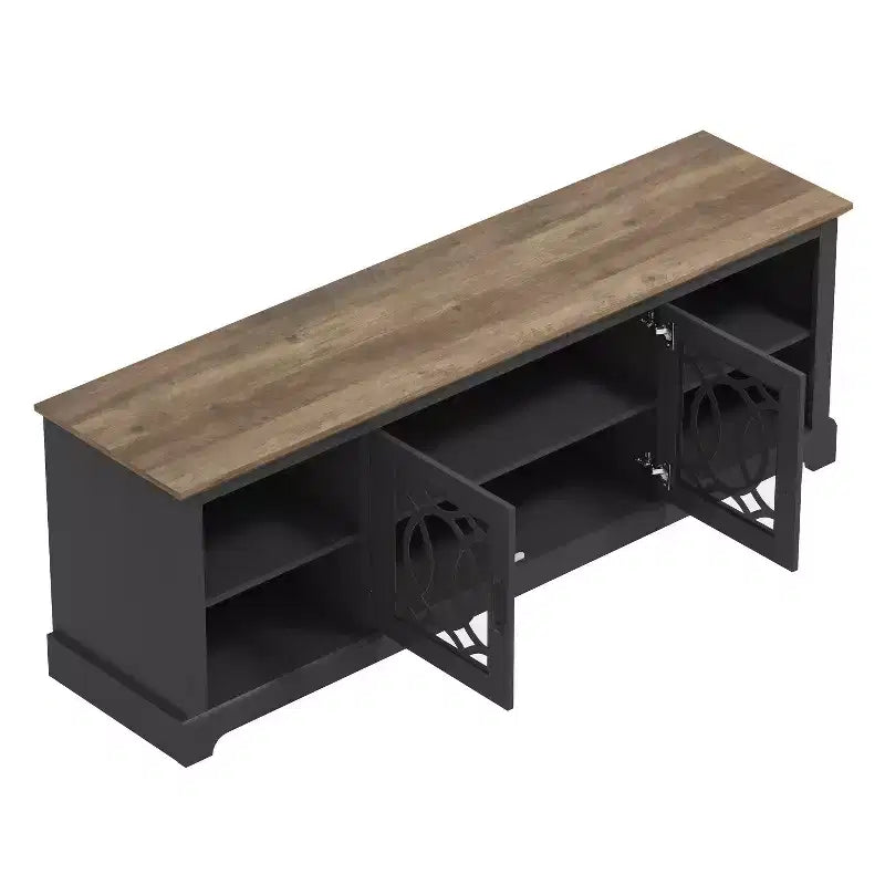 TV Stand with Cut-Out Door Storage 68.2 W 17.1 D 23.7 H