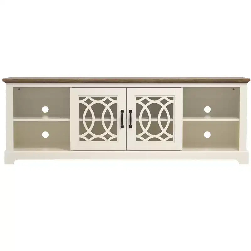 TV Stand with Cut-Out Door Storage 68.2 W 17.1 D 23.7 H
