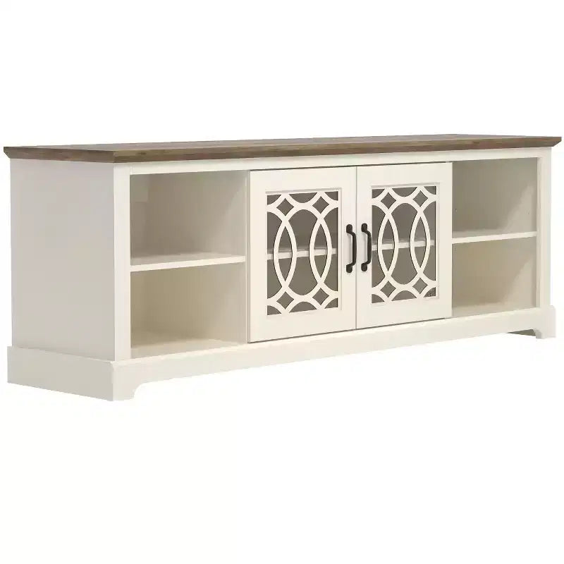 TV Stand with Cut-Out Door Storage 68.2 W 17.1 D 23.7 H