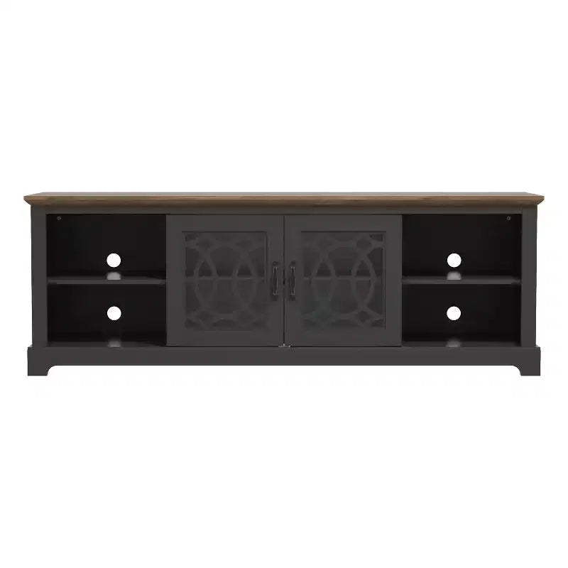 TV Stand with Cut-Out Door Storage 68.2 W 17.1 D 23.7 H