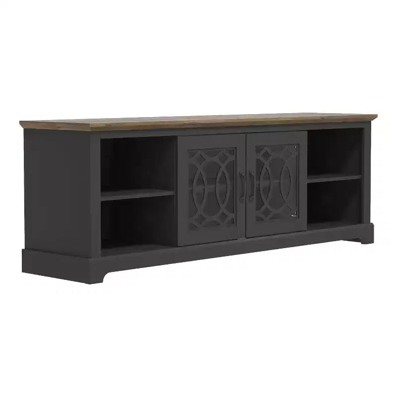 TV Stand with Cut-Out Door Storage 68.2 W 17.1 D 23.7 H