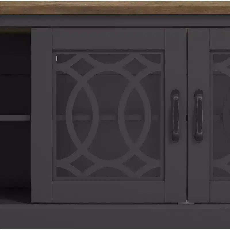TV Stand with Cut-Out Door Storage 68.2 W 17.1 D 23.7 H