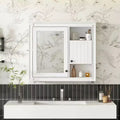 MAYEERTY 32 Bathroom Wall Cabinet with MIrrorWall Mounted Medicine Cabinet with 3 Shelves for Bathroom White