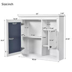 32 Armoire Murale de Salle de Bain avec Miroir, Meuble Haut de Salle de Bain Mural avec 3 Étagères pour Salle de Bain Blanc